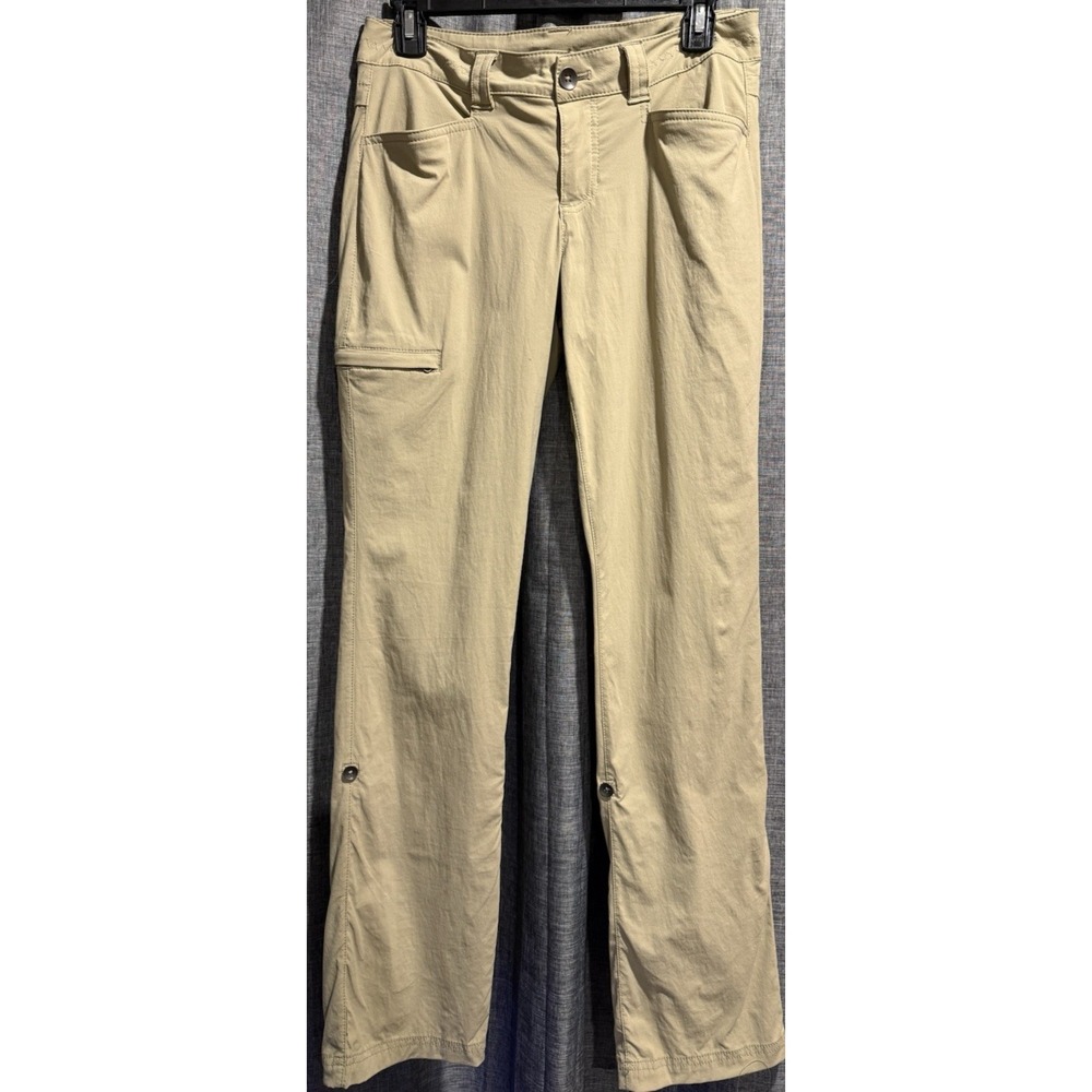 Eddie Bauer Travex Roll Up Convertible Hiking Pants Womans Size‎ 2 Tan Zip Pckts